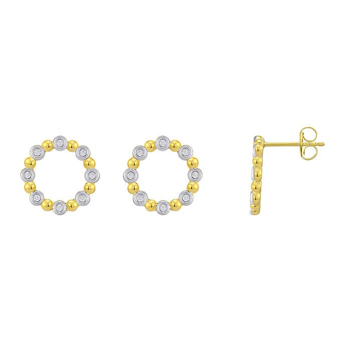 Sterling Silver Yellow Gold-Plated Lab-Grown Diamond-Set Circle Earrings