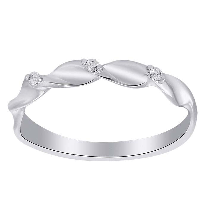 Sterling Silver CZ-Set Twist Ring