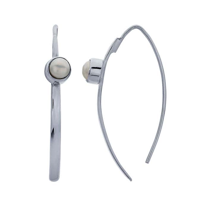 Sterling Silver Pearl-Set Marquise Earrings