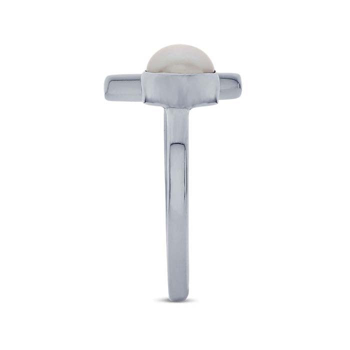 Sterling Silver Pearl-Set Bar Ring, Abjustable