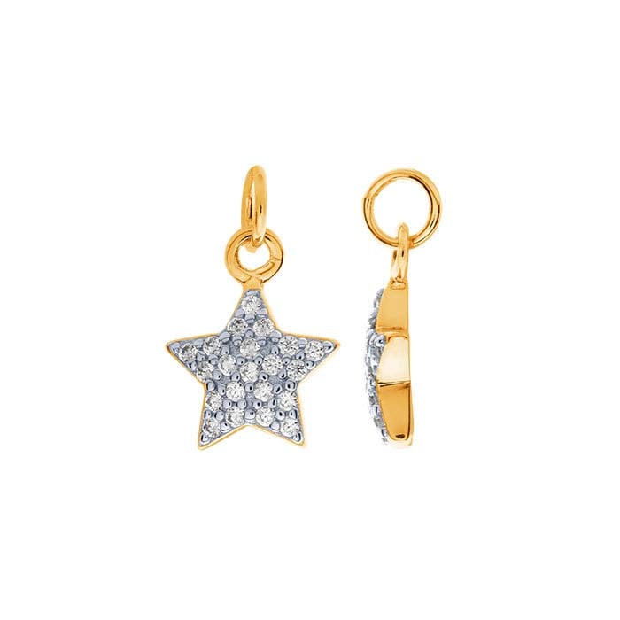 Sterling Silver Gold-Plated CZ-Set Star Charm