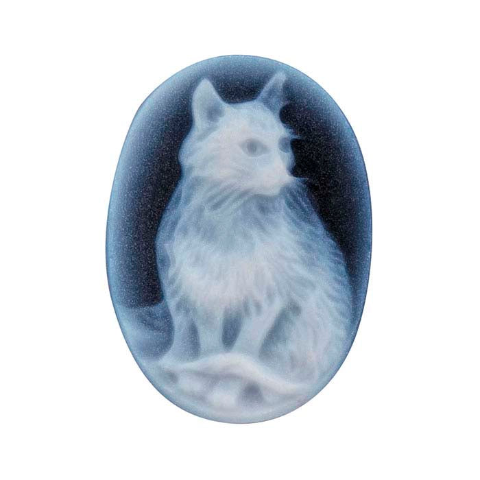 Schwarzer Achat 18 x 13 mm ovale Katzenkamee