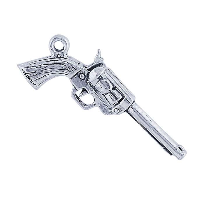 Sterling Silver 3D Six-Gun Pendant