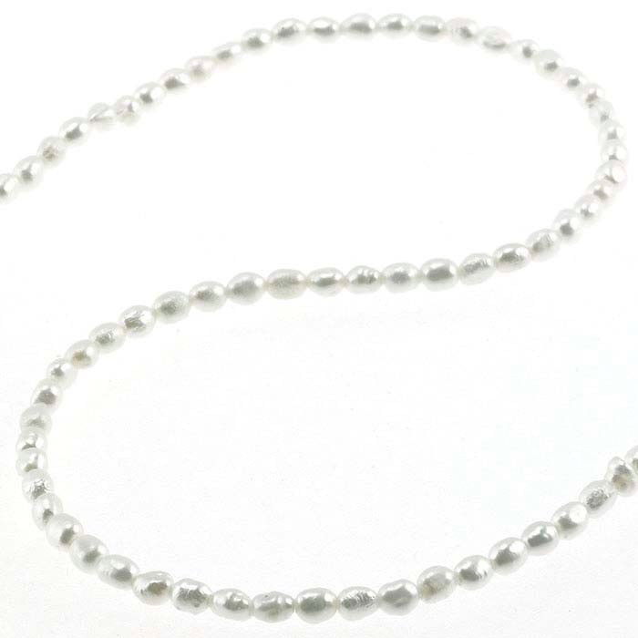 Freshwater Cultured Rice-Shaped Pearl Strands, White, A-Grade