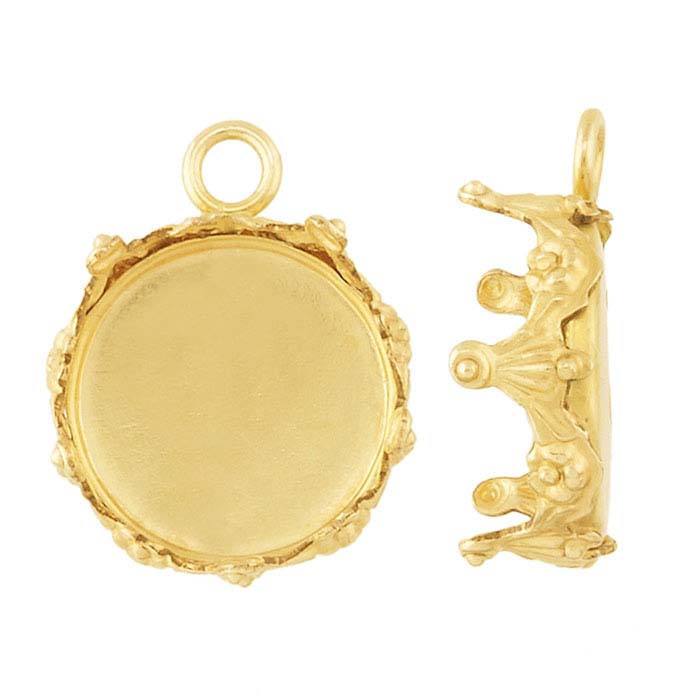 12/20 Yellow Gold-Filled 10mm Round Gallery Wire Cabochon Component Mounting