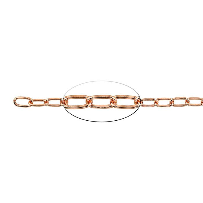 Koper getrokken ovale kabelketting, 6.1 m. spoel