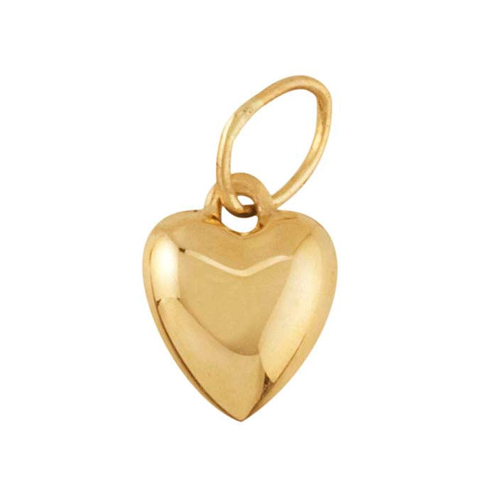 14K Yellow Gold Puffed Heart Charm