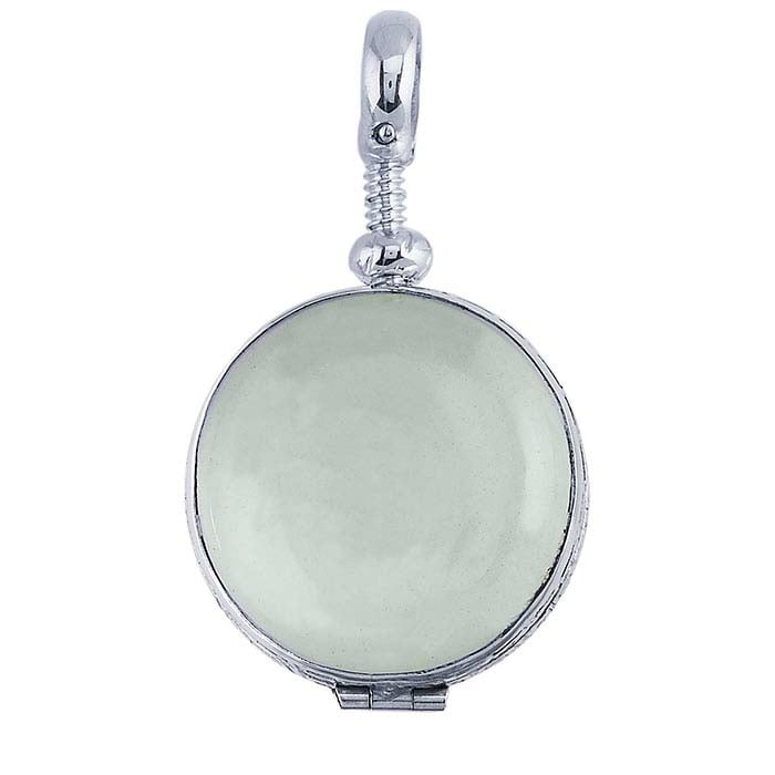Brass Silver-Plated Round Glass Locket Pendant