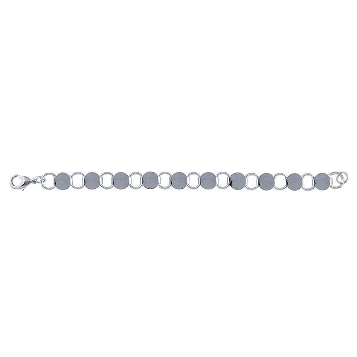 Steel Imitation Rhodium-Plated Round Ring and Connector Bracelet