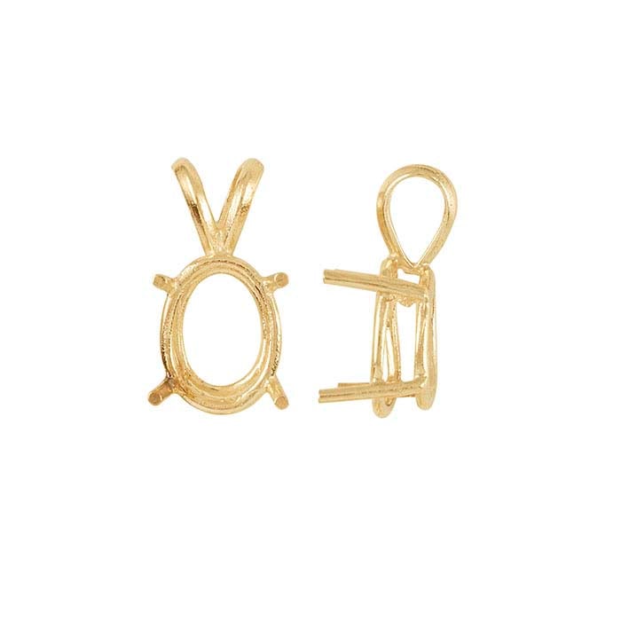 14K Yellow Gold Oval Basket Pendant Mounting
