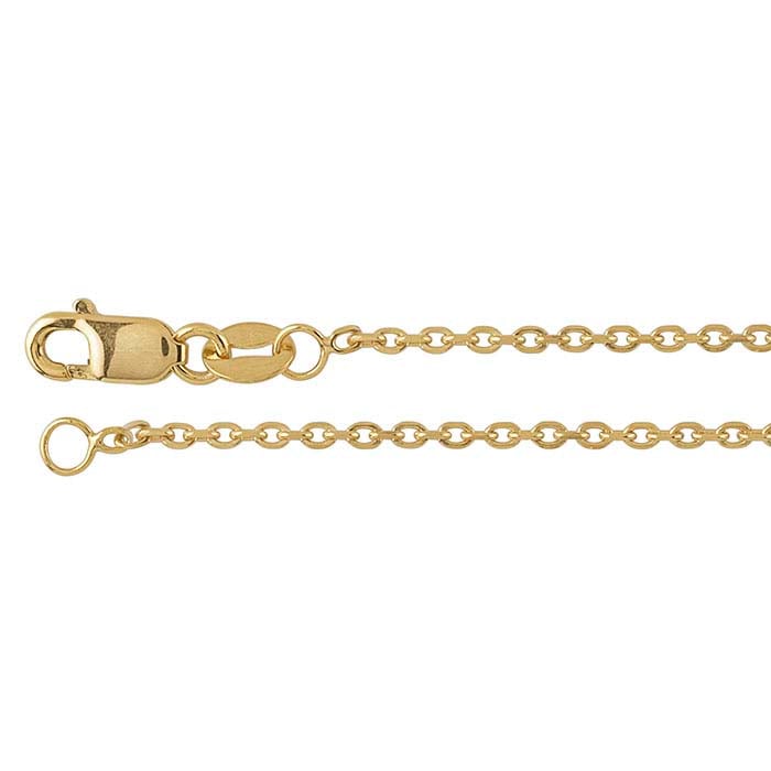 14K Yellow Gold Beveled Oval Cable Chain