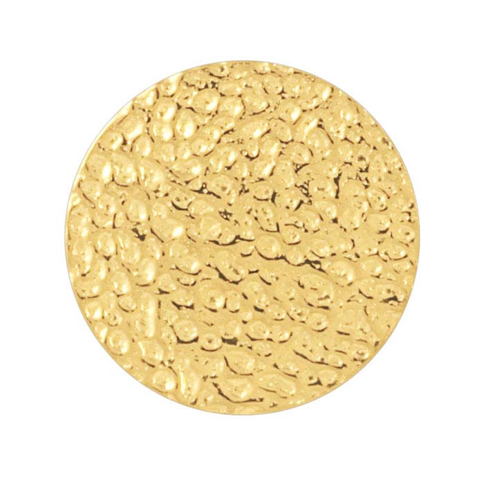Disco testurizzato a ciottoli in oro giallo 14/20 carati riempito, .