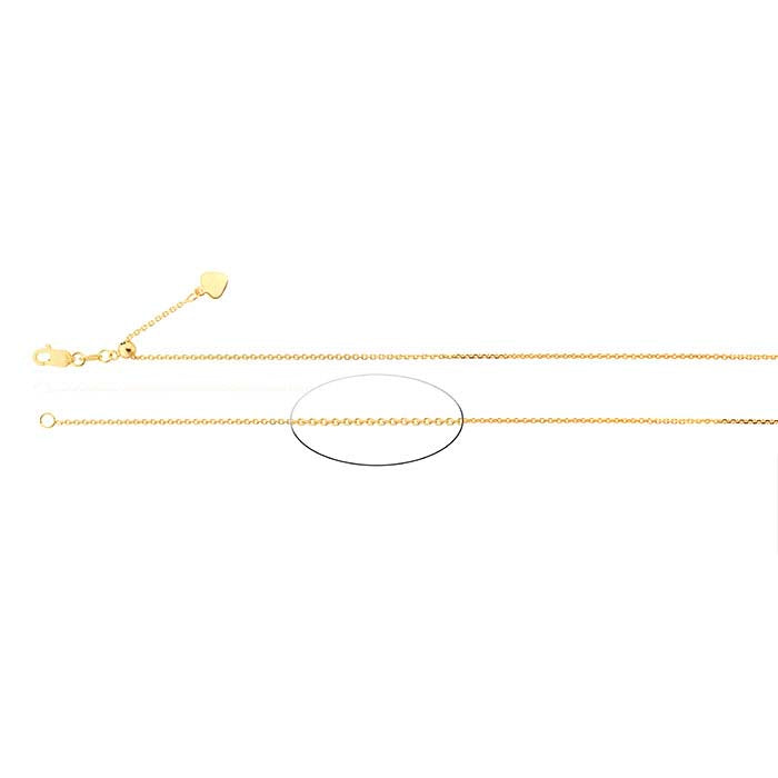 14K Yellow Gold Beveled Oval Cable Chain, Adjustable