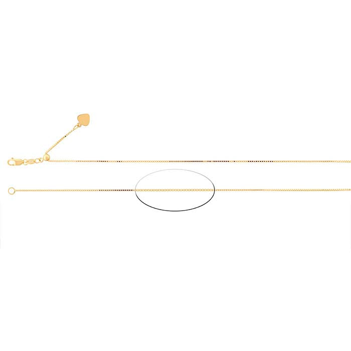 14K guldboks kæde, justerbar