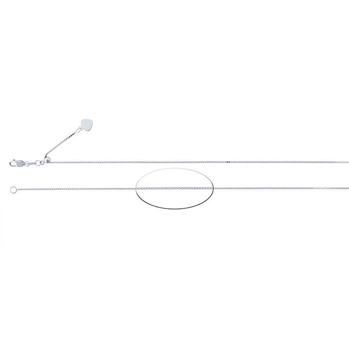 14K baltojo aukso Box pynimo grandinėlė, reguliuojama