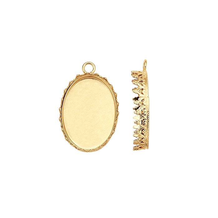 12/20 Yellow Gold-Filled Oval Gallery Wire Cabochon Component Mounting