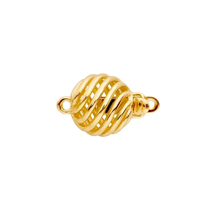 14Κ Κίτρινο Χρυσό Ανοιχτό Στροβιλισμένο Κούμπωμα Ασφαλείας