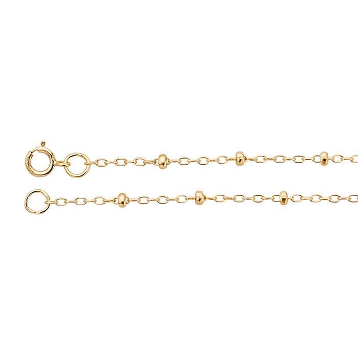 14K Yellow Gold Oval Cable Chain with Roundel Beads