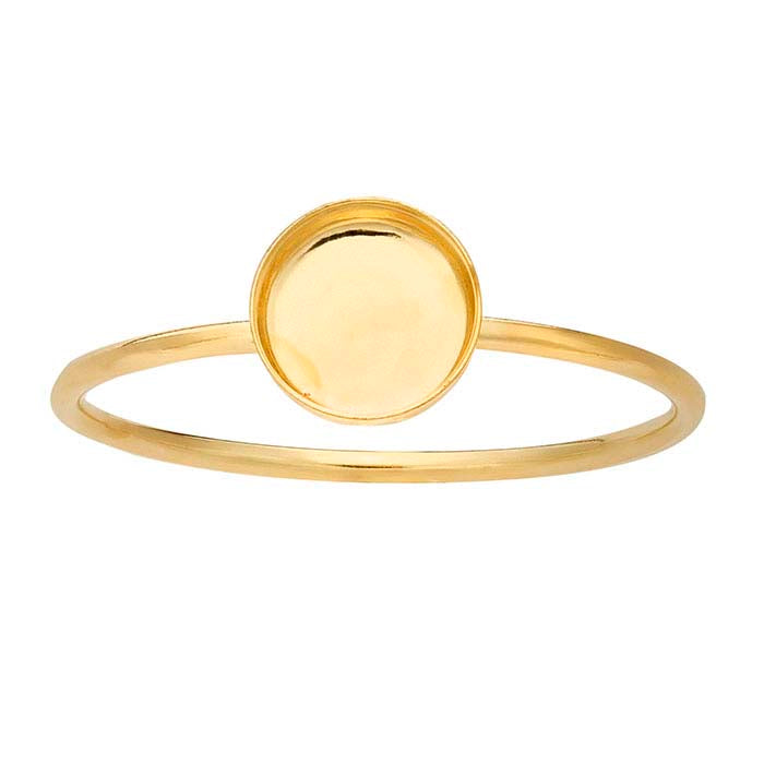 14/20 Yellow Gold-Filled Round Cabochon Ring Mounting