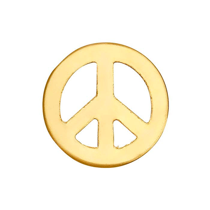 مكون رمز السلام مطلي بالذهب الأصفر 14/20 للقفل الزجاجي العائم