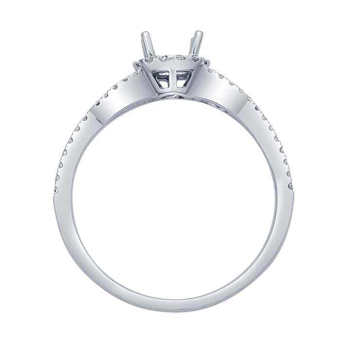 14K White Gold .25-Ct. Round Semi-Mount Halo Engagement Ring Mounting