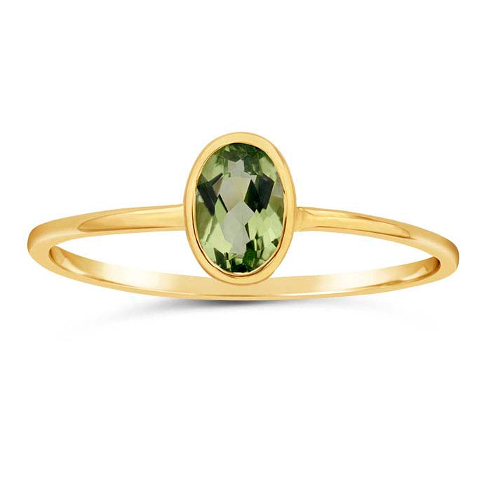 14K Yellow Gold Oval Peridot-Set Ring