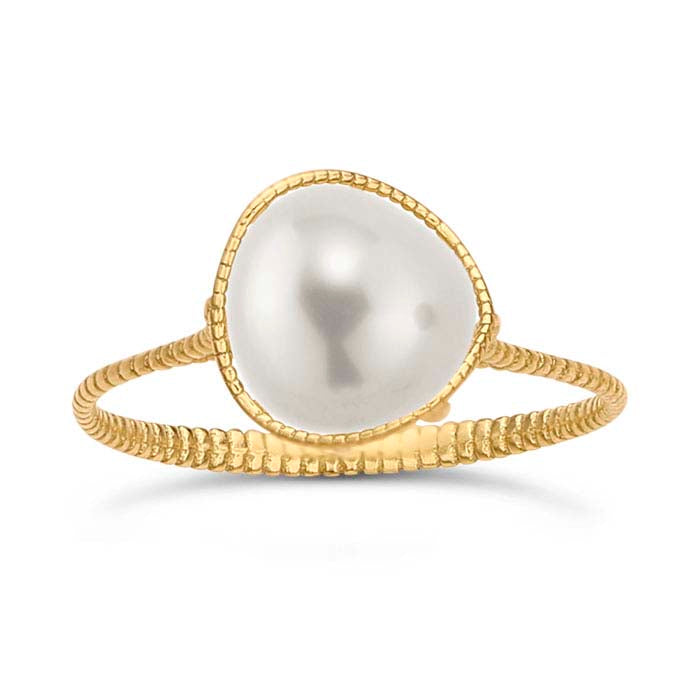 14K Gelbgold Filigran Perlenringfassung