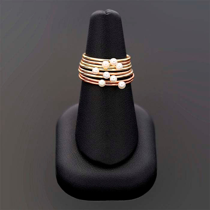 تركيب خاتم لؤلؤ مملوء بالذهب الأصفر عيار 14/20