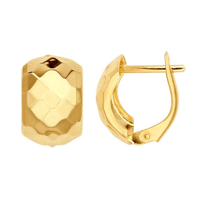 Σκουλαρίκια Μισός Κύκλος με Κουμπωτό Μοχλό σε Σχέδιο Διαμαντιού από Κίτρινο Χρυσό 14Κ