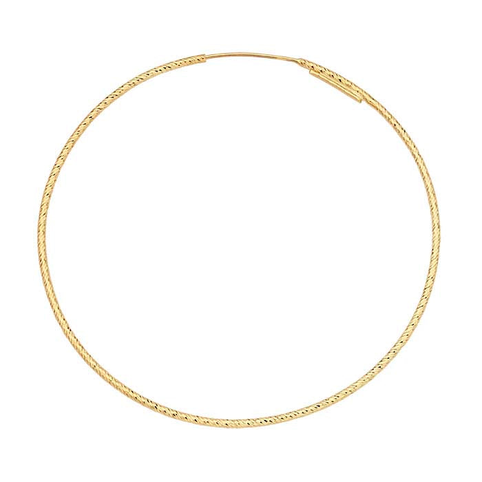 14K Yellow Gold Sparkle Tubing Endless Hoop Earring