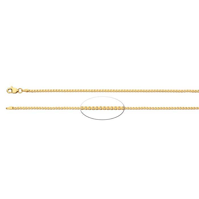 14K Yellow Gold Hollow Venetian Box Chain