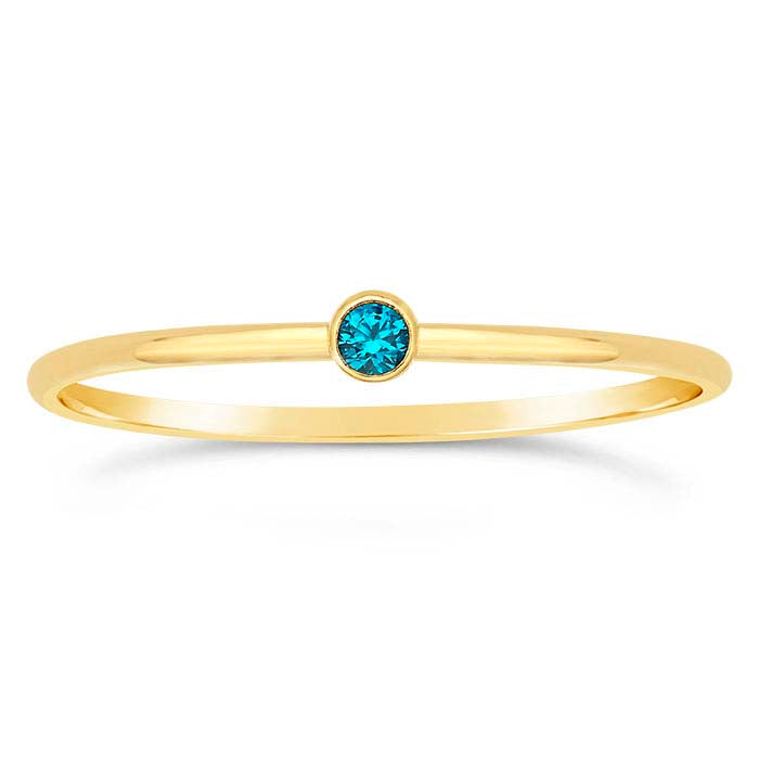 14/20 Yellow Gold-Filled Aqua-Blue CZ-Set Ring