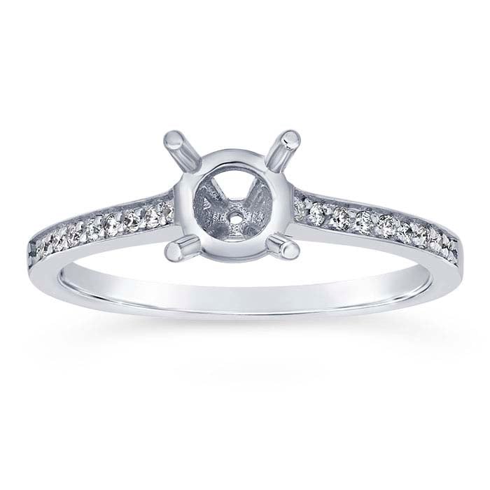 14K White Gold .5-Ct. Round Semi-Mount Engagement Ring Mounting