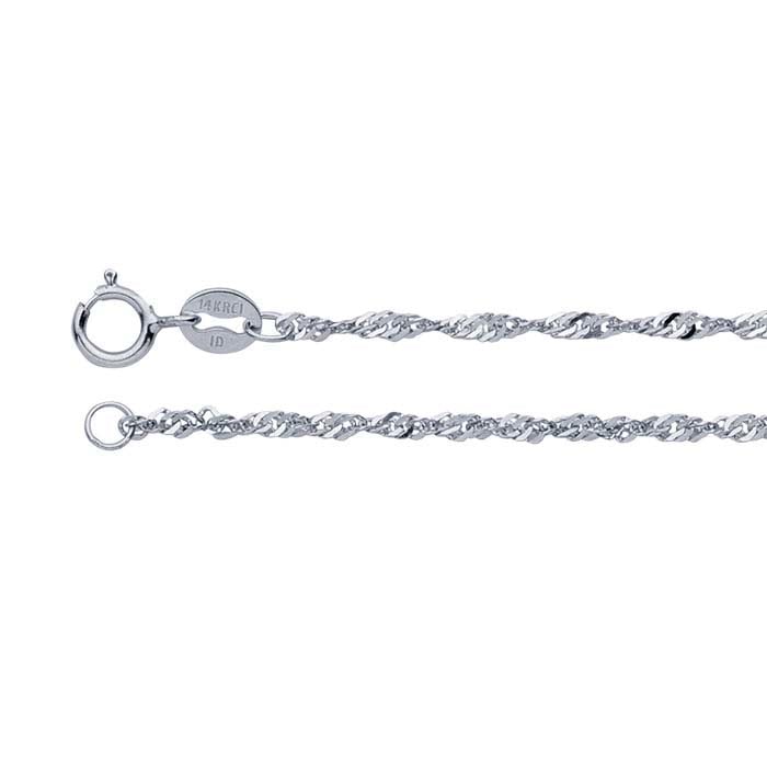 14K White Gold Diamond-Cut Singapore Chain