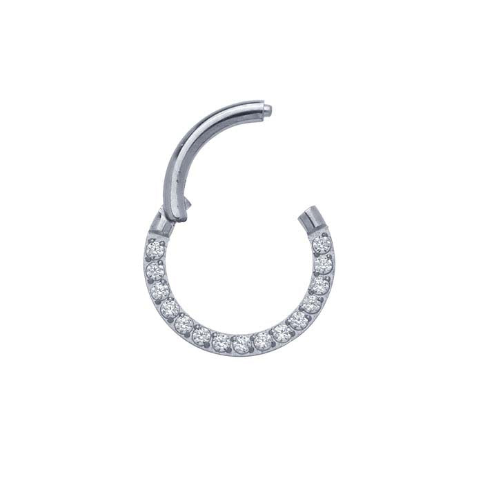 Titanium Side Facing CZ-Set Clicker Earring