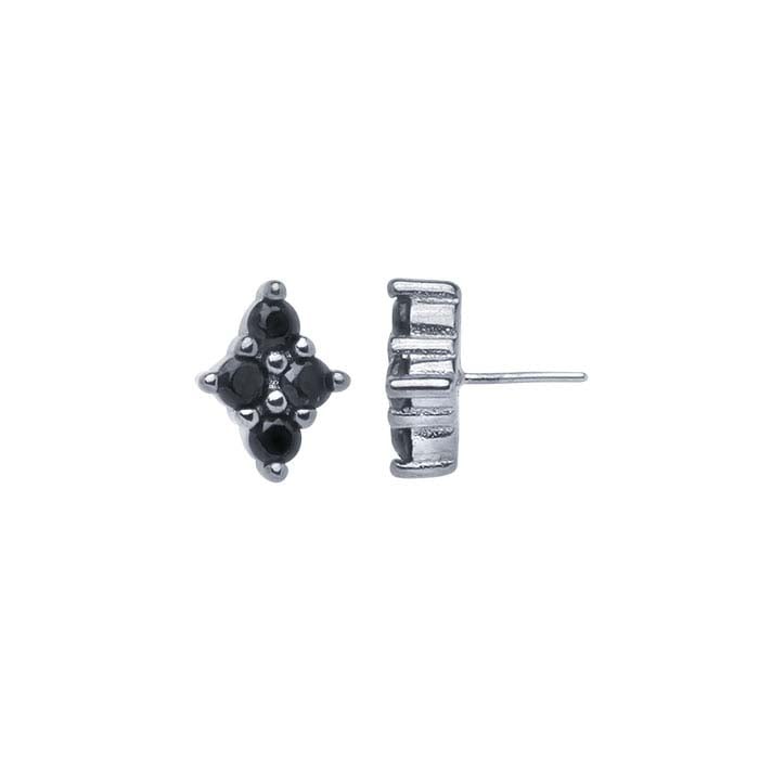 Sterling Silver Black CZ-Set Pin