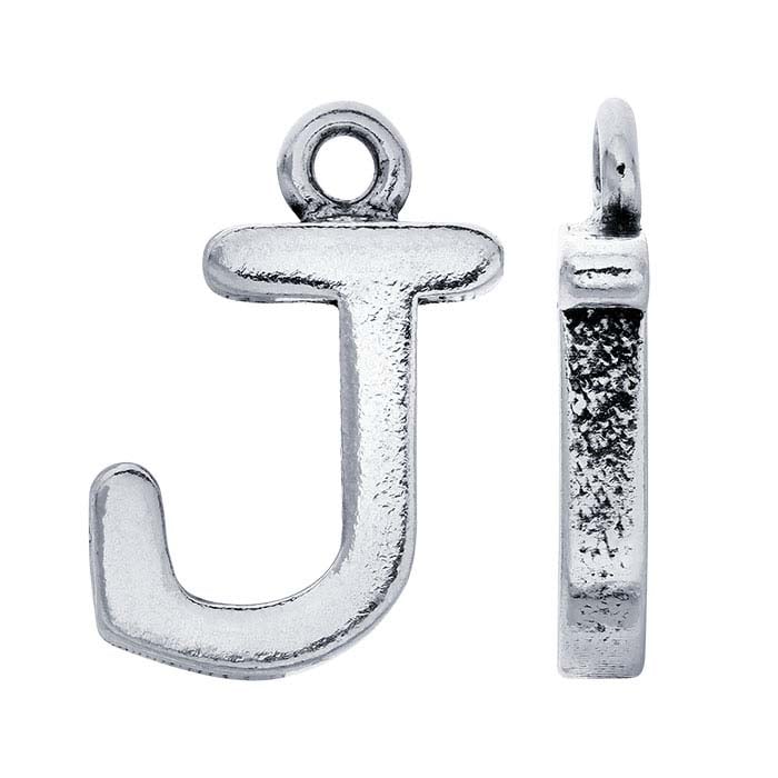 Sterling Silver Block Alphabet Charm, "J"