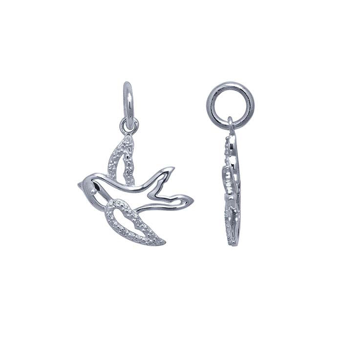 Sterling Silver Diamond-Set Swallow Charm