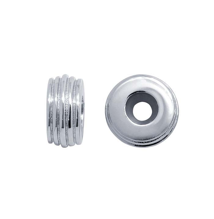 Sterling Silver 9 x Roundel "Smart" Threaded Bead with Silicone Insert