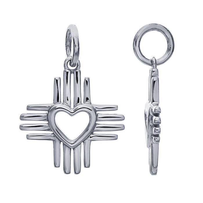 Sterling Silver Zia Charm with Heart Center