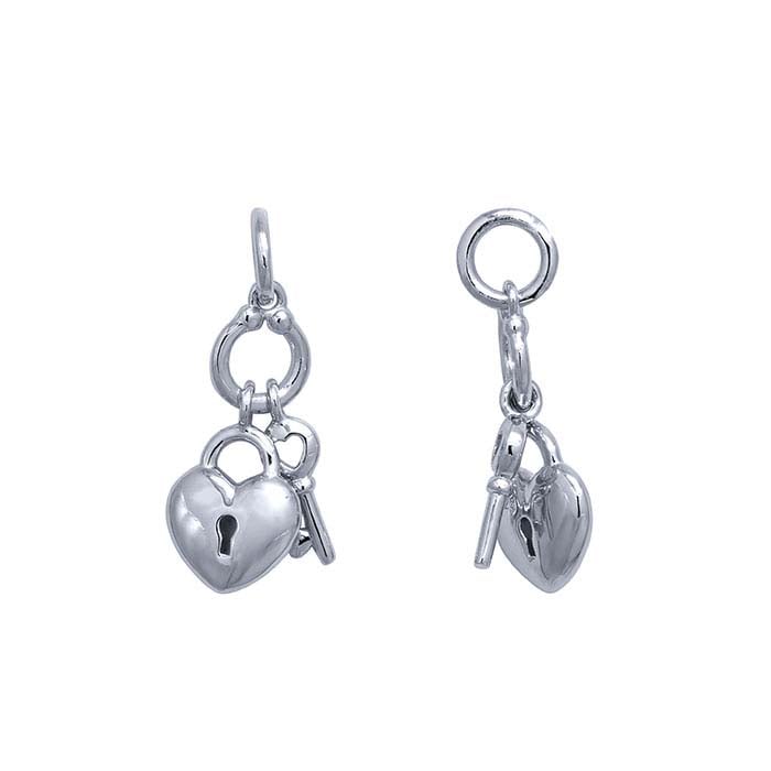 Sterling Silver Heart Lock & Key Charm