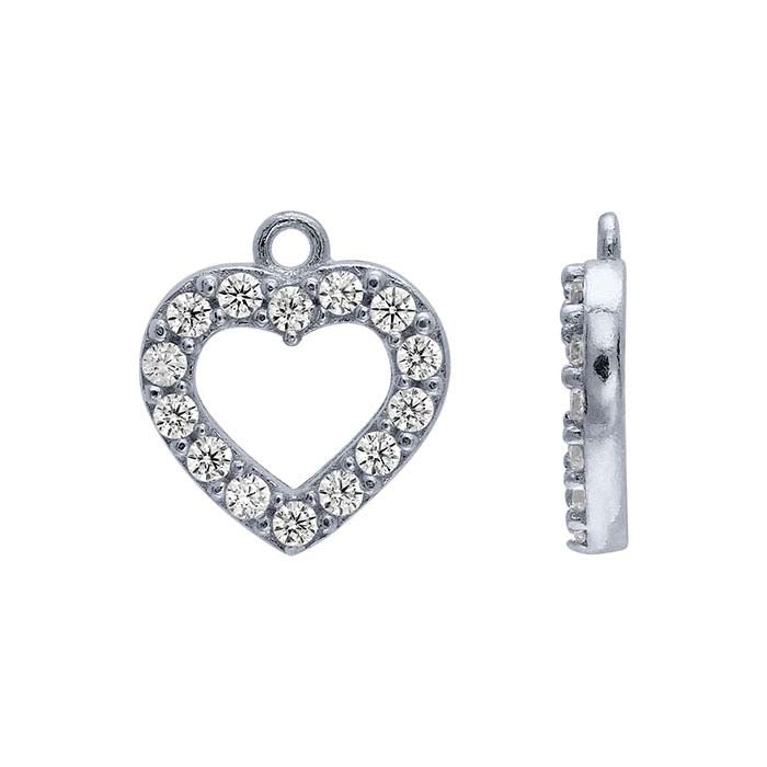 Sterling Silver CZ-Set Tiny Heart Charm