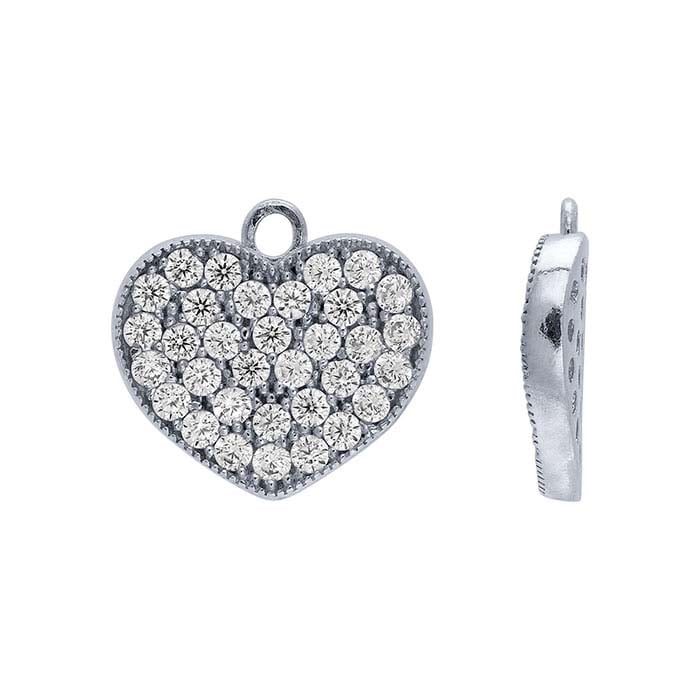 Sterling Silver CZ-Set Heart Charm