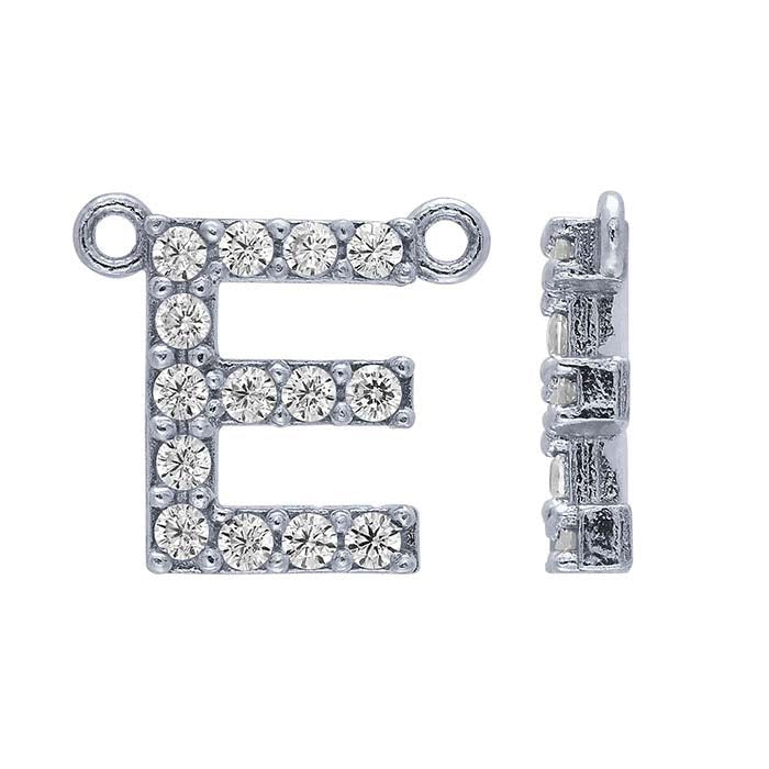 Sterling Silver CZ-Set Alphabet Festoon Pendant, E