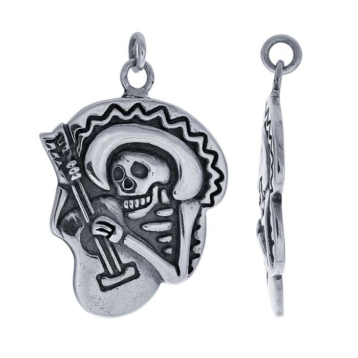 Sterling Silver Mariachi Skull Pendant