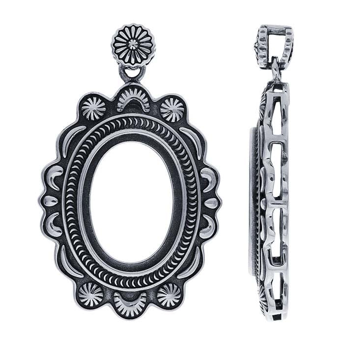Βάση για μενταγιόν από ασήμι 925, οβάλ καμψόνη 18 x 13, με σφραγίδα