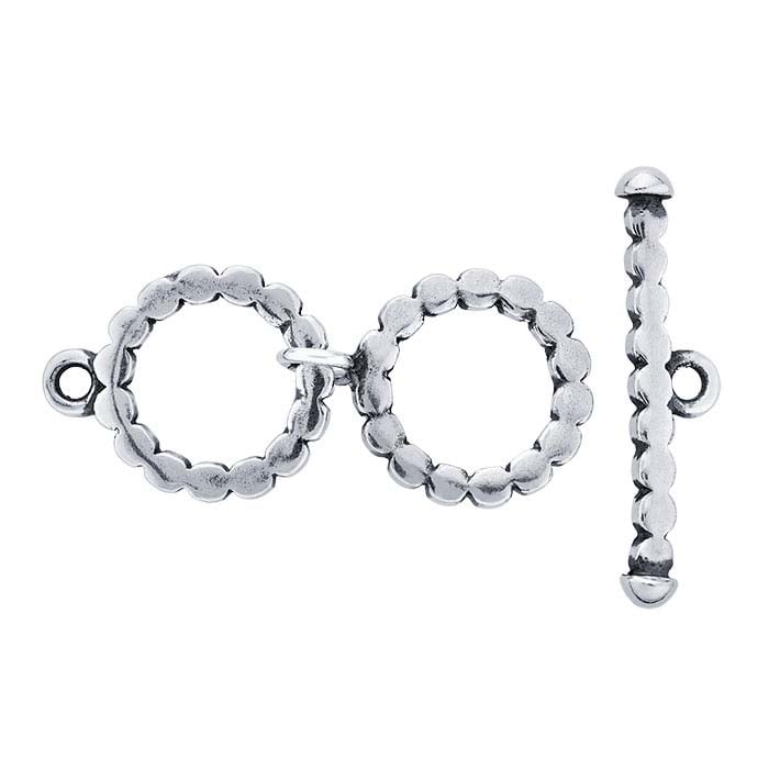 Sterling Silver Double Circle Toggle Clasp with Extender