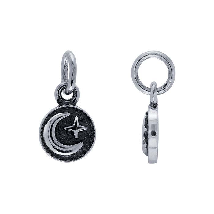 Mini-Charm aus Sterlingsilber mit Mond und Stern