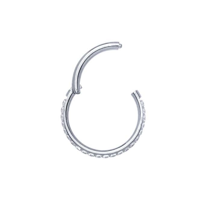 Titanium Front Facing CZ-Set ID Clicker, 1.29mm
