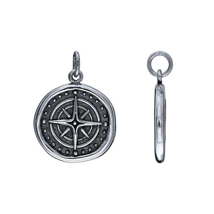 Sterling Silver Wax Seal Compass Pendant